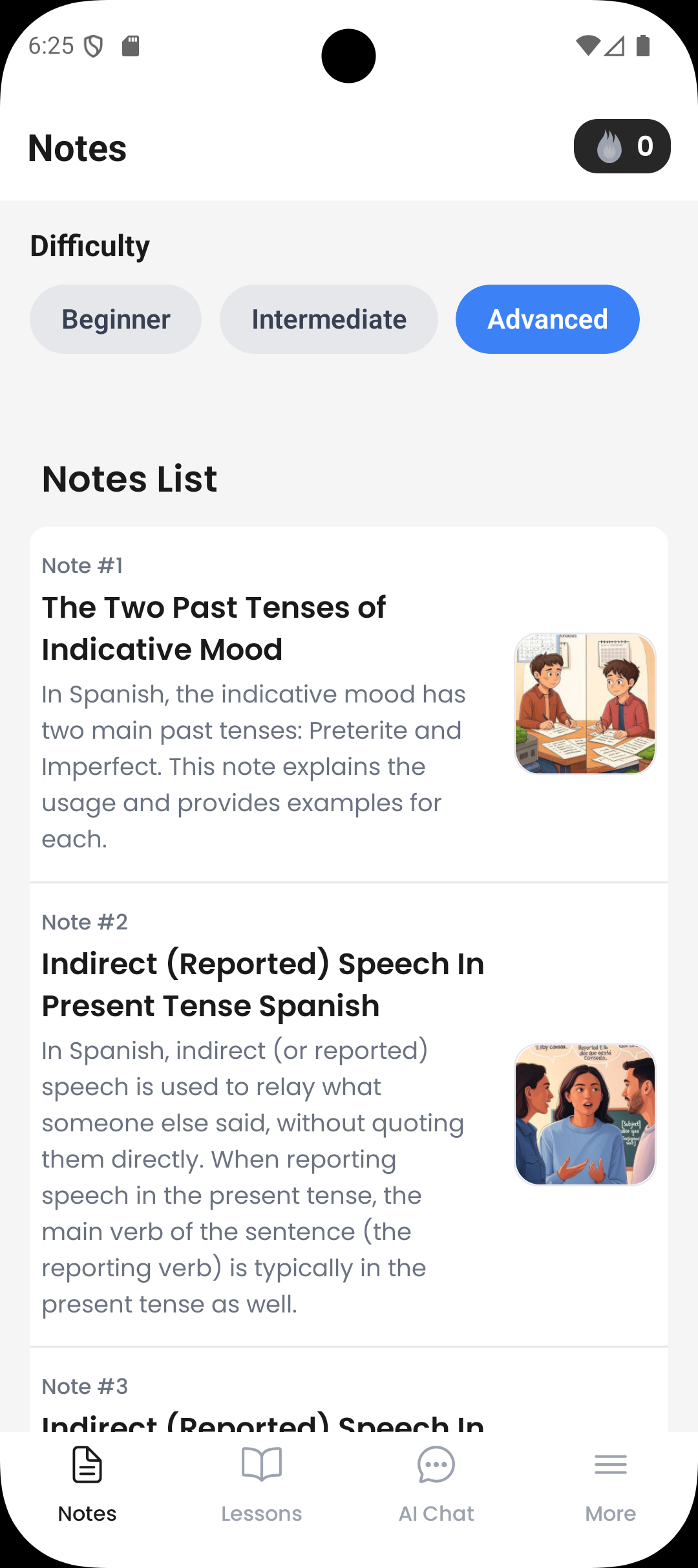 LinguaAI app screenshot showing AI conversation interface